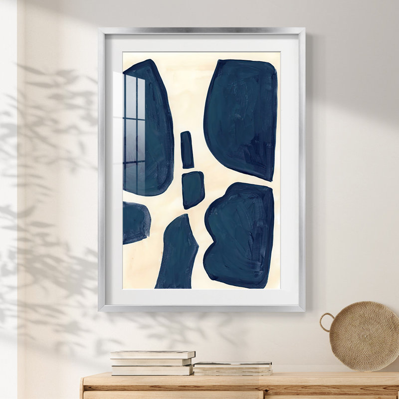 Blue Pieces II -Framed Print, 25.5'' H x 17.5'' W, Silver