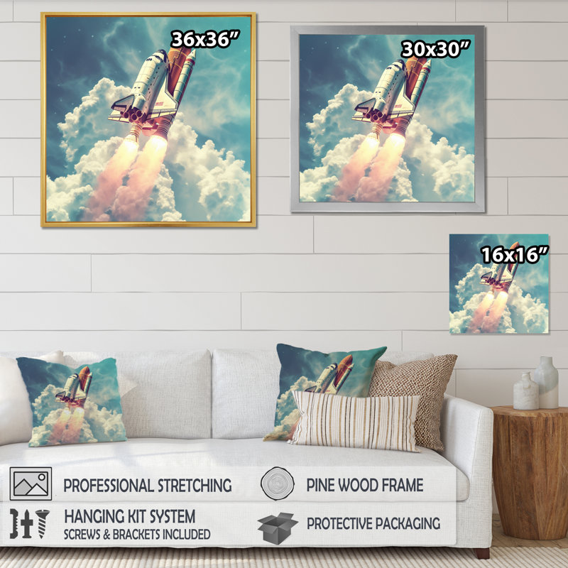 Reproduction d'art sur toile moderne, H 16 po x l 16 po, Cadre flottant doré