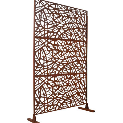 Écran d'intimité en métal - l 76 po H48 po - rouge rouille pour l'extérieur, la terrasse et le balcon