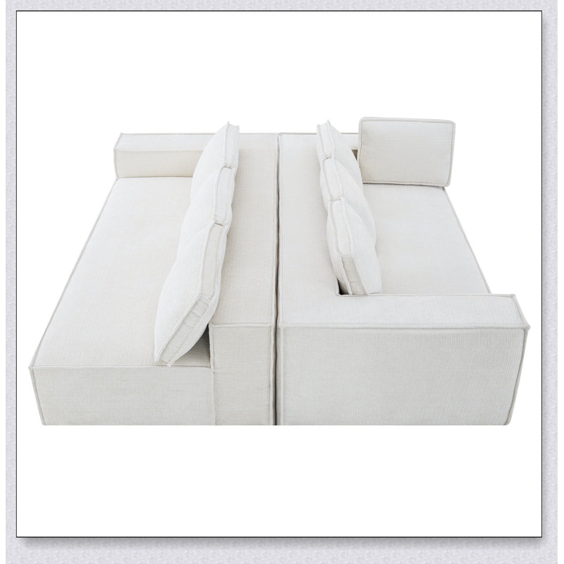 Canapé modulaire minimaliste avec chenille infroissable, aucun assemblage requis pour le salon