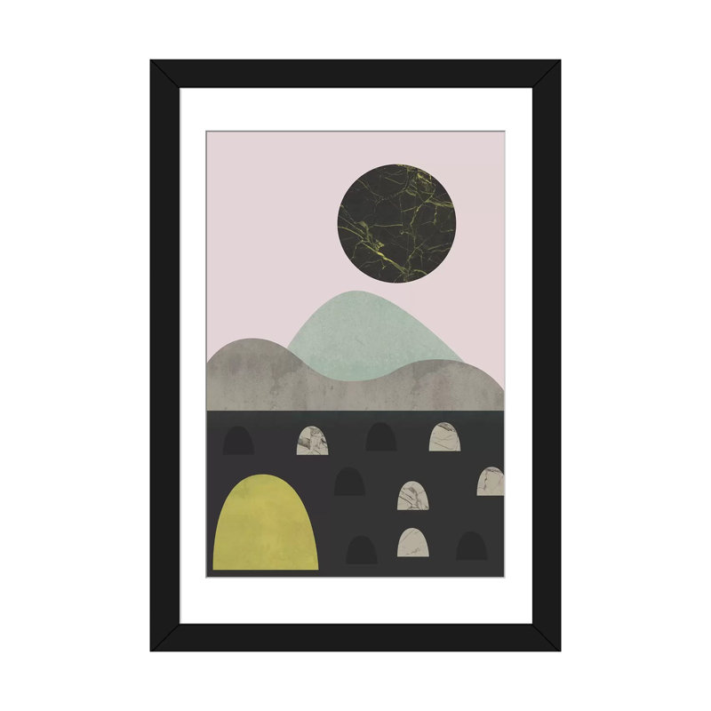 «Stones and Moon» par Flatowl, impression sur toile, Black Framed Fine Art Paper, Blanc, H 32 po x l 24 po x P 1 po