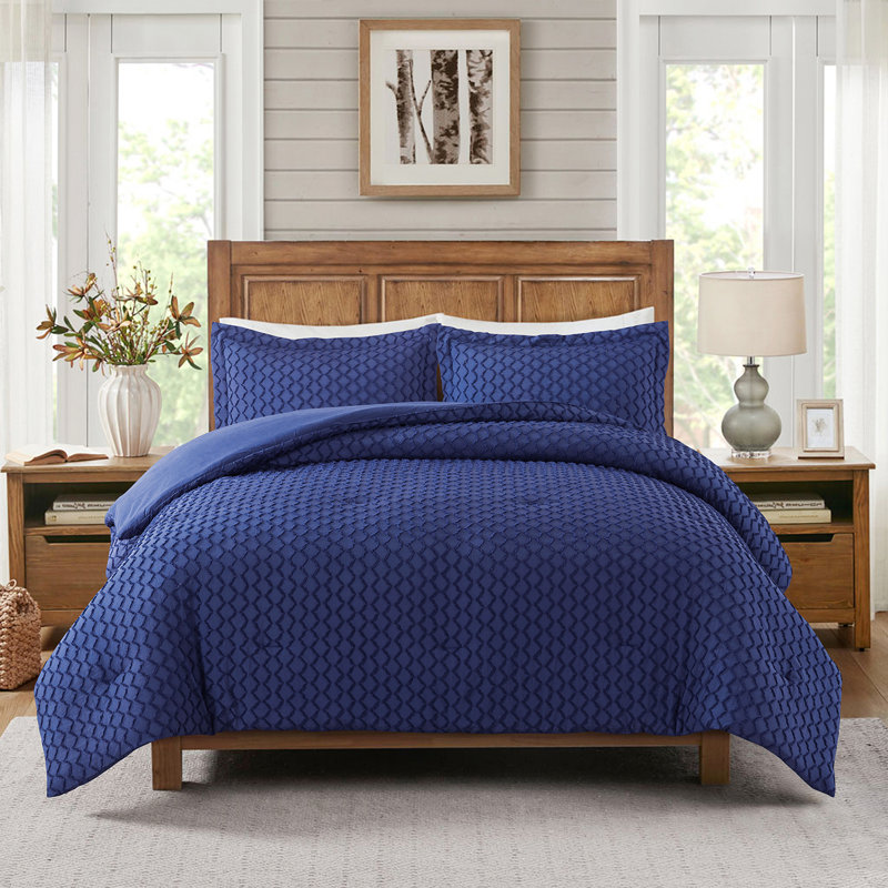 Vintage Ring Stitch Comforter, Navy, King Comforter + 2 King Shams