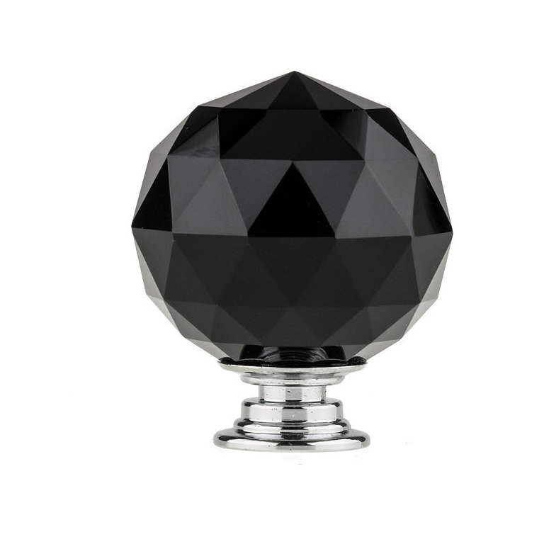 Oversized 1 9/16" Diameter Round Knob, Black/Chrome