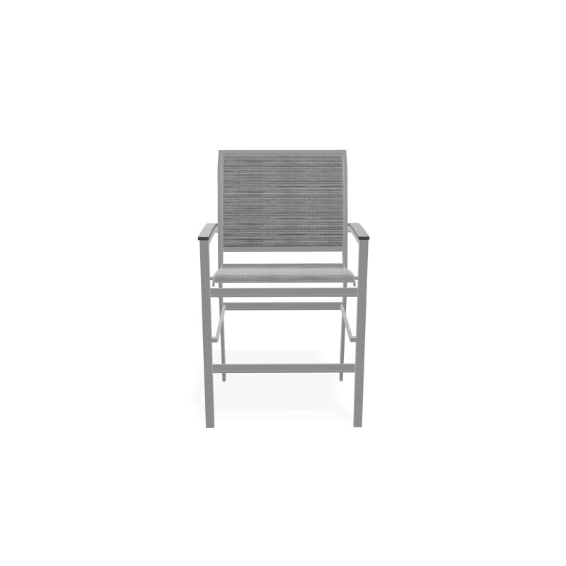 Bazza Sling Aluminum Frame Balcony Height Stacking Café Chair with Marine Grade Polymer Arm Accent, Graphite, James