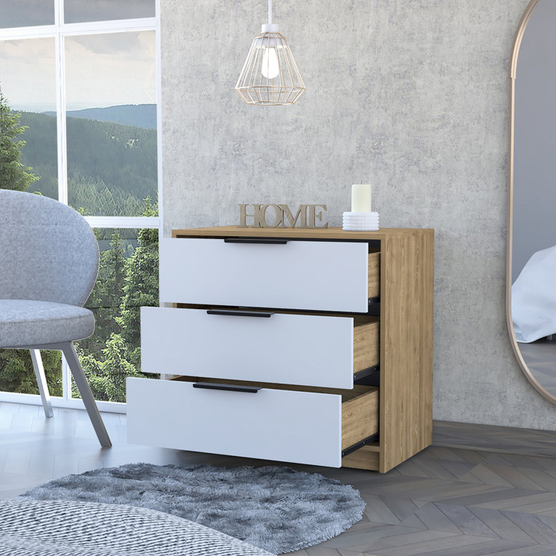 Commode décorative, Blanc / Naturel
