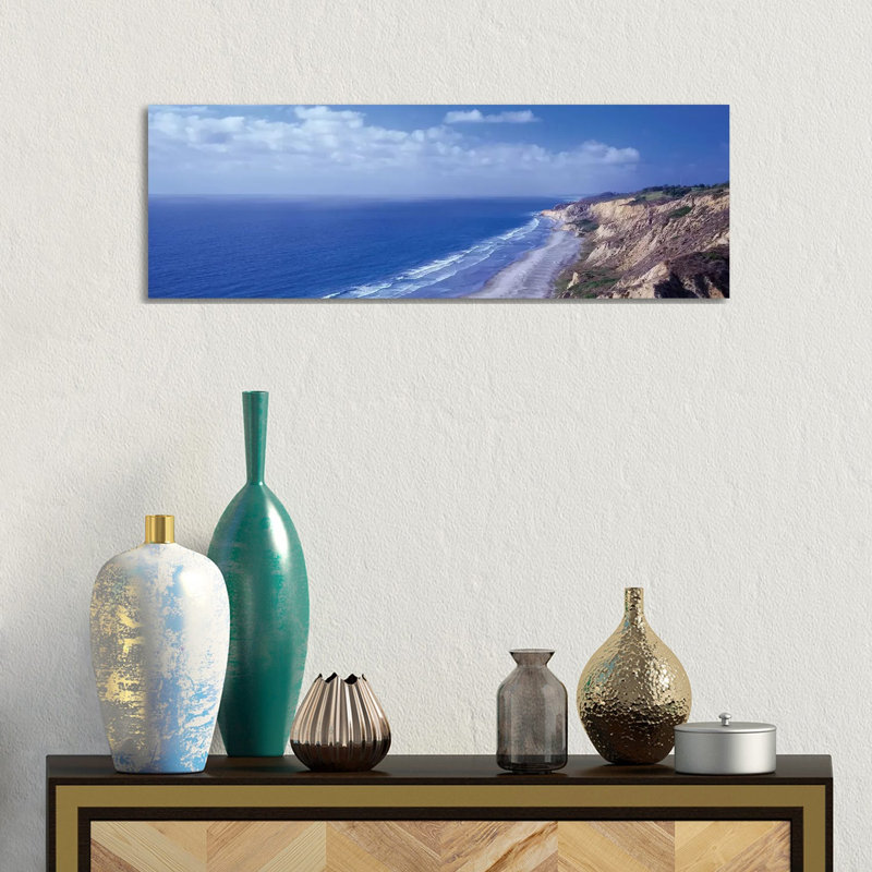 High Angle View Of A Coastline, Torrey Pines State Reserve, La Jolla, San Diego, California, USA by Panoramic Images - Wrapped Canvas Panoramic Print