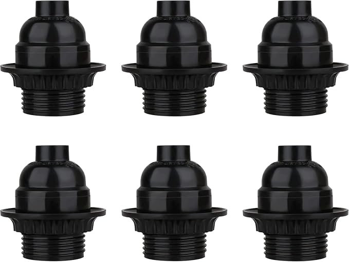 Vintage E27 Black Edison Screw Lamp Holder Bulb Socket, Heat Resistant Light Fitting for Pendant Lights and LED Filament Bulbs