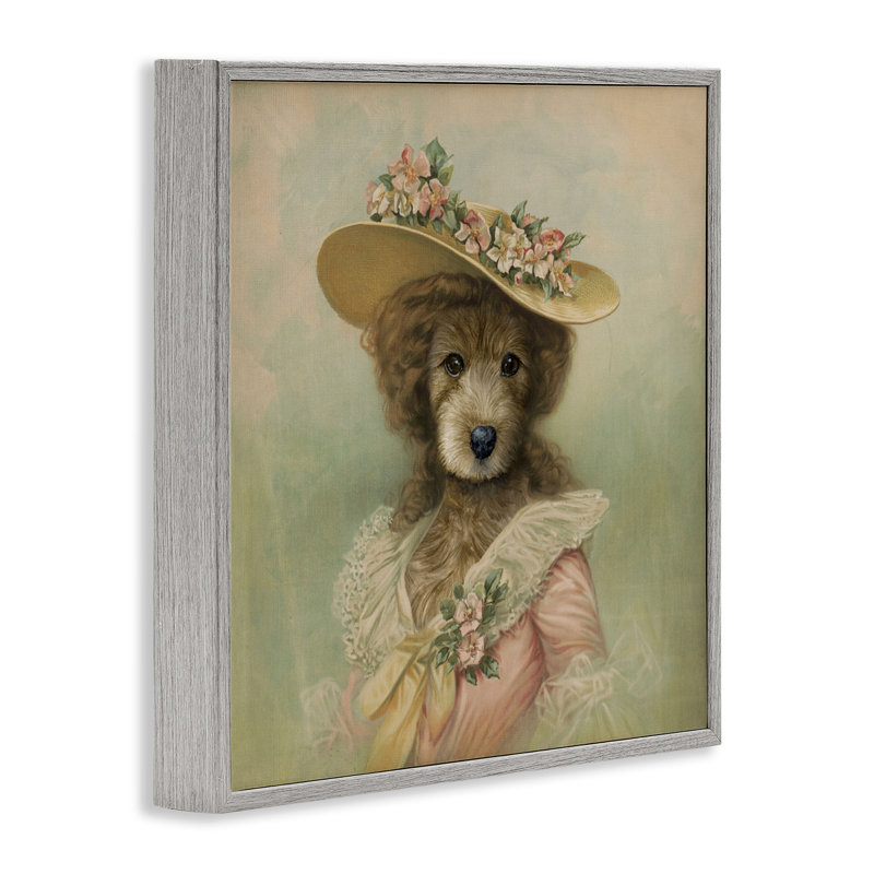 Chien féminin rétro avec giclée encadrée, design par Brett Blumenthal, H 17 po x l 17 po, Estampe numérique Farmhouse