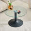 Table basse ronde en verre trempé avec base noire