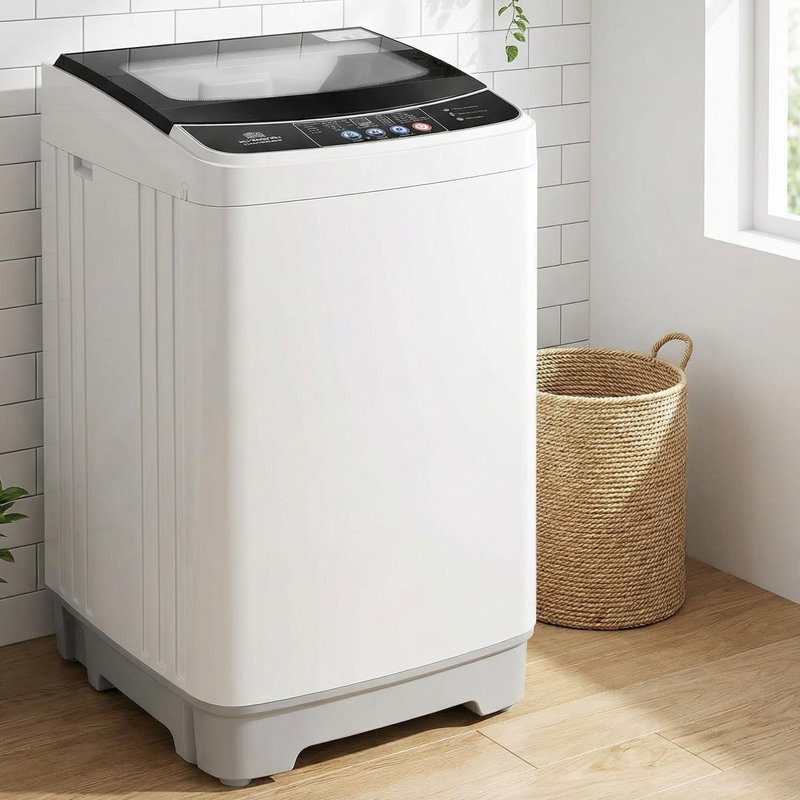 Compact 2-In-1 Portable Washing Machine With Spin Dryer - 20 Lbs Capacity With Smart Control Panel, White