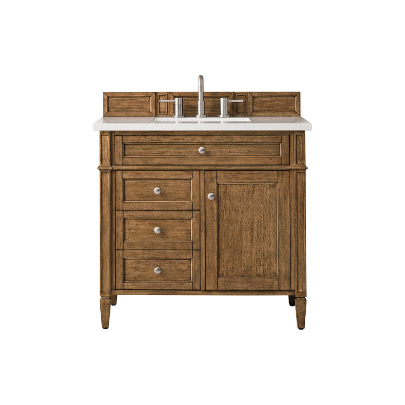 Brittany 36'' W Single Vanity, White Zeus, Saddle Brown, 8" Widespread