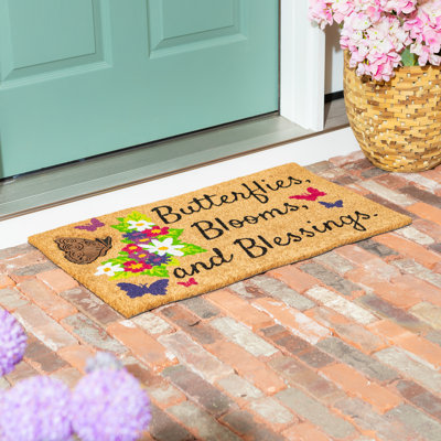Tapis en fibre de coco avec papillons en caoutchouc Butterflies, Blooms and Blessings