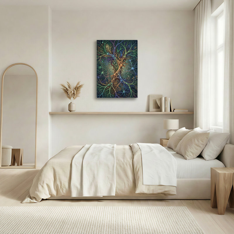 Art mural sur toile Gallery Wrap pour le salon, la chambre à coucher, le bureau ou le vestibule - décoration murale décorative avec arbre fractal