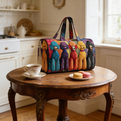 Backpack Puppy Quilted Travel Tote Bag Portable Quilted Embroidered Travel Bag