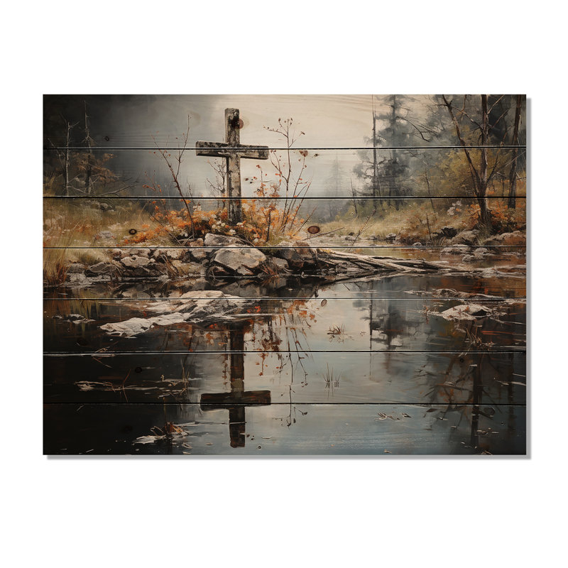 Goben - Panneaux de décoration murale en bois spirituel, H 34 po x l 44 po