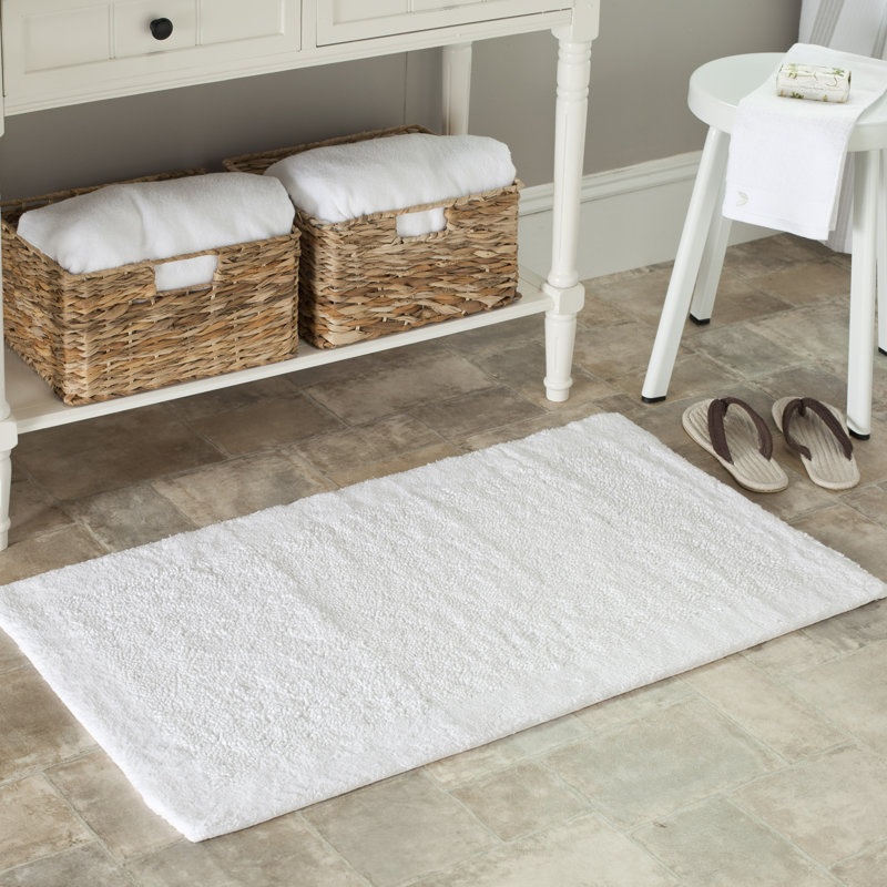 Tapis en coton touffeté à la main Master Bath, H 27 po x l 45 po, Blanc