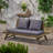 Roomfitters Outdoor Wood Loveseat with Cushions, Patio Seating Bench, Dark Grey-676978478-676978449
