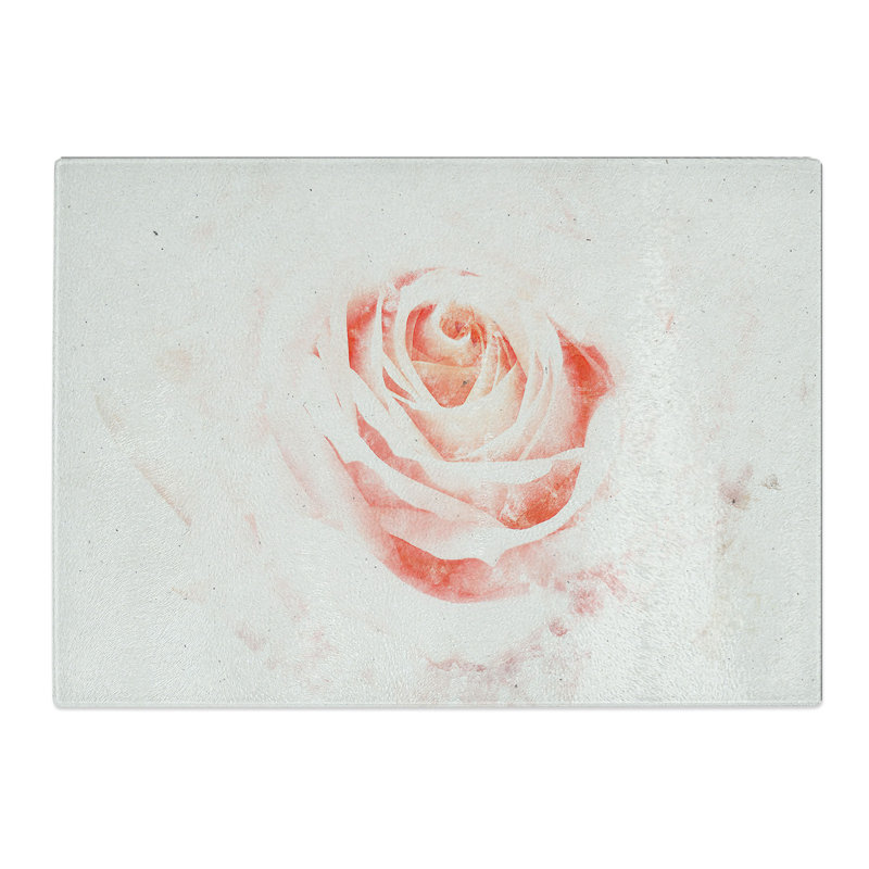 Tempered Glass Pale Pink Rose Chopping Board, 28.5 cm x 39 cm