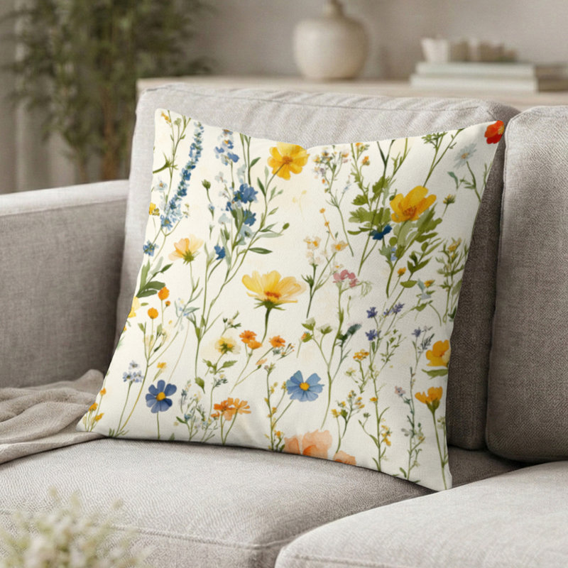 Coussin Floral, H 16 po x l 16 po