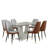 Modern 7-Piece Dining Set with Faux Marble Table and 6 Upholstered Faux Leather Chairs-505819520-506348735