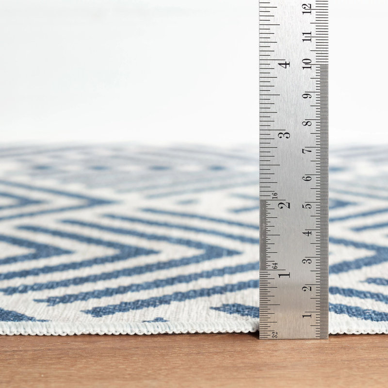 Cleo Navy Machine Washable Rug, Rectangle 2' x 3'