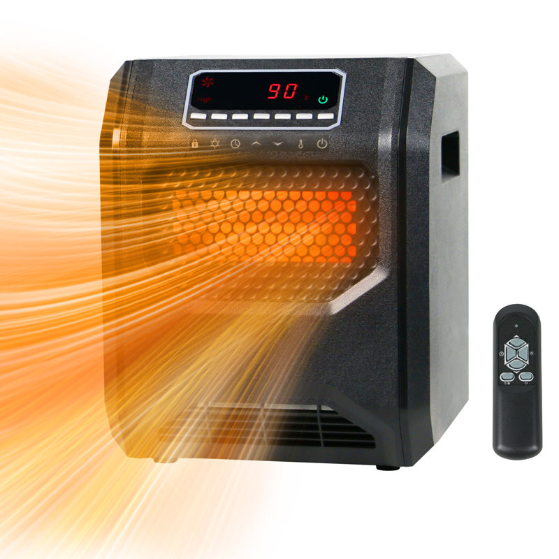 Electric Infrared Heater 750W 1500W 4-Element Infrared Space Heater, Remote Control and Timer, 1000W / 1500W