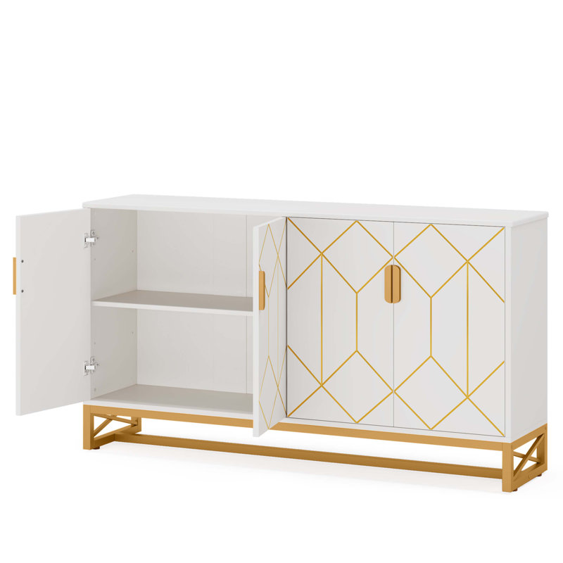 59" Modern Sideboard Buffet Kitchen Storage Cabinet with Doors
