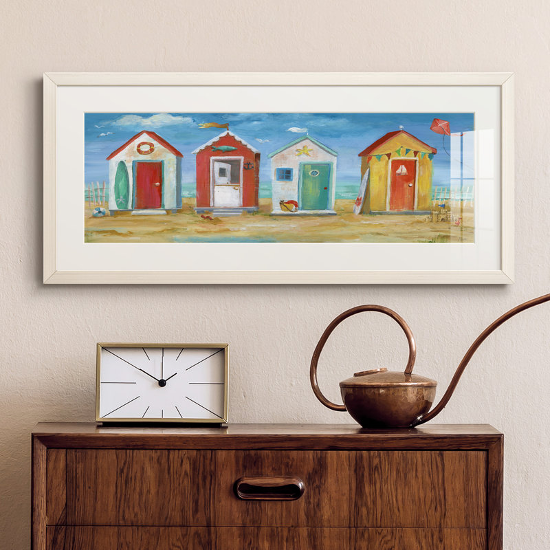 " Bright Beach Huts " Painting Print