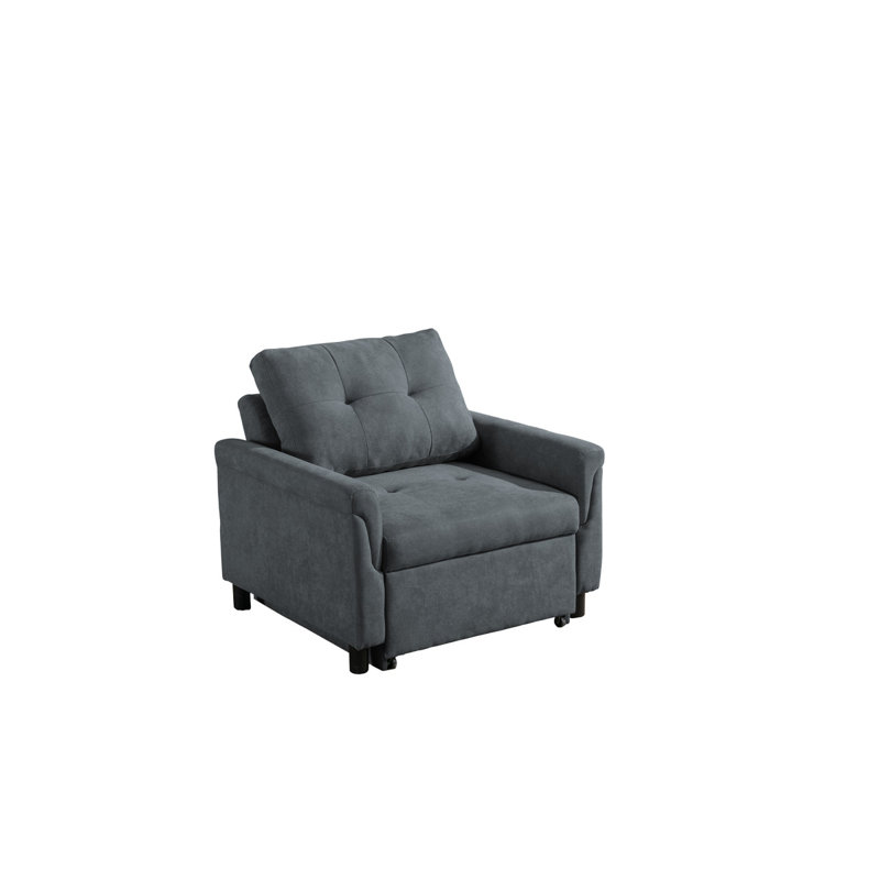 Hannah 35" Dark Gray Woven Convertible Armchair