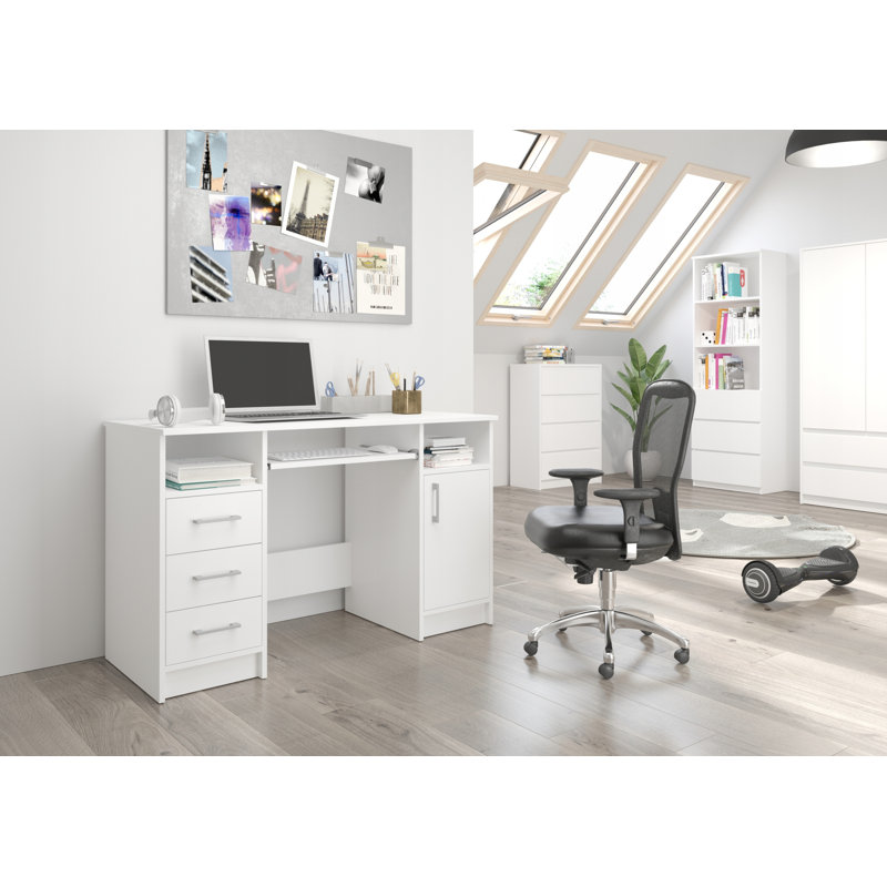 Ansaldo Computer Table, Highgloss Sand Grey