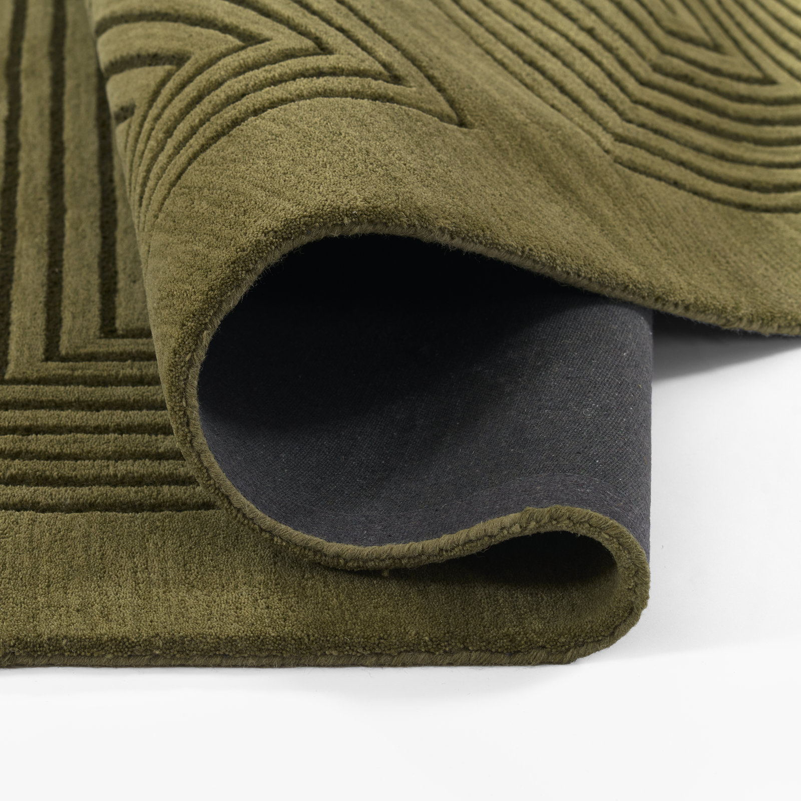 Orlie Hand Tufted Wool Brown Rug, Rectangle 9' x 12', Green
