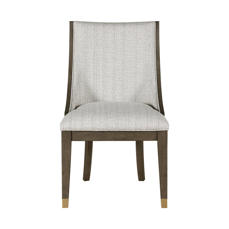 2 fauteuils, brun avec accents dorés, revêtement en tissu texturé, chaises de salle à manger en bois, capacité de charge de 113 kg, largeur de 65 cm, caractéristiques du fauteuil : revêtement, profondeur d'assise de 48 cm.