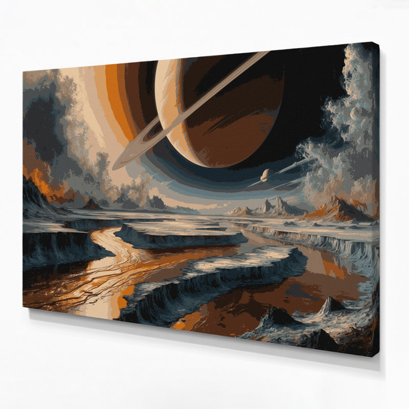 Art mural sur toile Space Saturns Moon Titan Gray, H 11 po x l 14 po