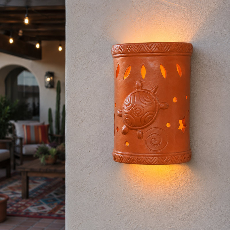 Heritage Clay Light Cover with Turtle Motif in Terracotta