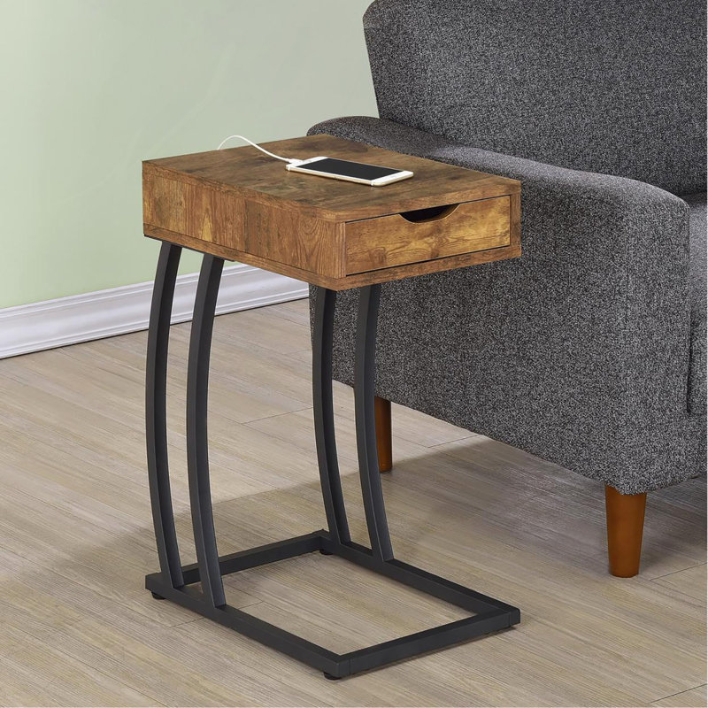 Table d'appoint antique muscade et bronze industriel., Natural