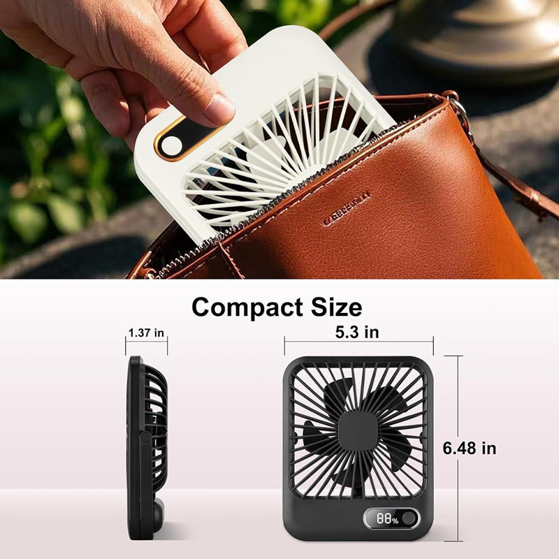 Ventilateur de voyage portable Summer Summer avec batterie 4000Mah, USB Re ...