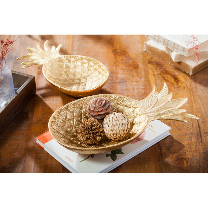 Bol décoratif en aluminium moulé pin pomme 2 pièces Schaefer