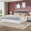 Cadre de lit, cadre de lit en bois avec tête de lit tapissier en tissu, aucun sommier requis, lattes de bois robustes, assemblage facile-371329772