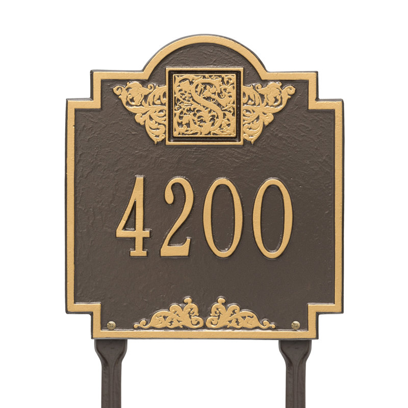 Monogram 1-Line Lawn Address Sign, Bronze and Gold, Yes