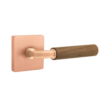 Emtek Select Privacy Leverset w/ Square Rosette & R-Bar Stem, Dark Walnut Handle