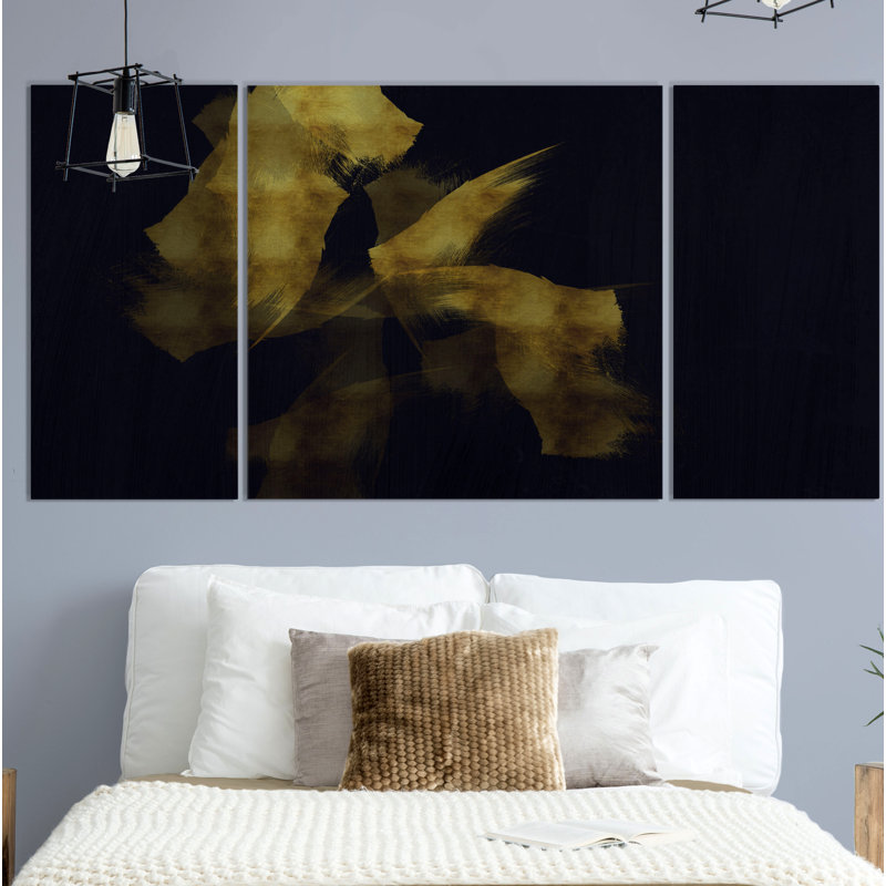 « gold on blue » de première qualité, reproduction d’image multi-pièces sur toile, H 24 po x l 48 po x P 1,5 po