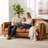 Napa Leather Couch, 88 Inch Leather Sofa for Living Room, Leather Office Couch, Solid Wood Accent-506945953