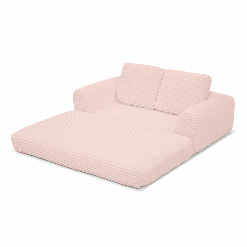 Canapé-lit pliant convertible 2-en-1, canapé-lit en velours côtelé moderne avec 2 * oreillers, causeuse futon rembourrée et désossée avec lit escamotable, canapé modulaire pliable pour le salon - rose