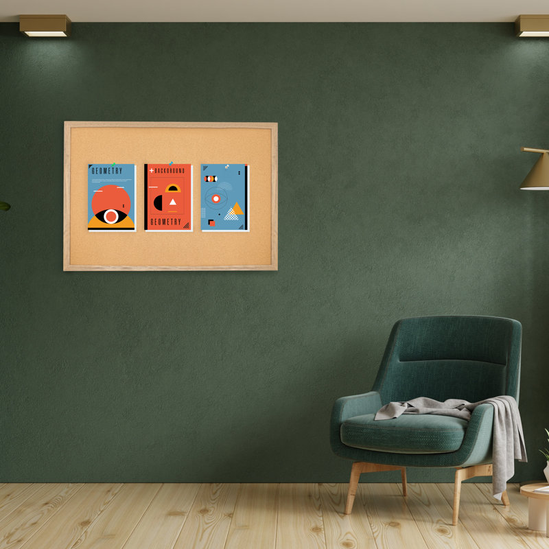 Cork Bulletin Board with MDF Frame and 6 Pushpins