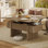 Table de salon relevable en bois avec plateau relevable
