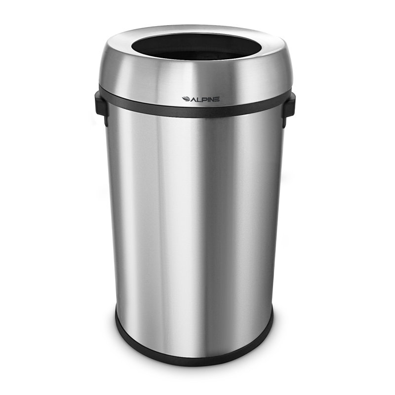 17 Gallon Silver Stainless Steel Open Top Trash Can