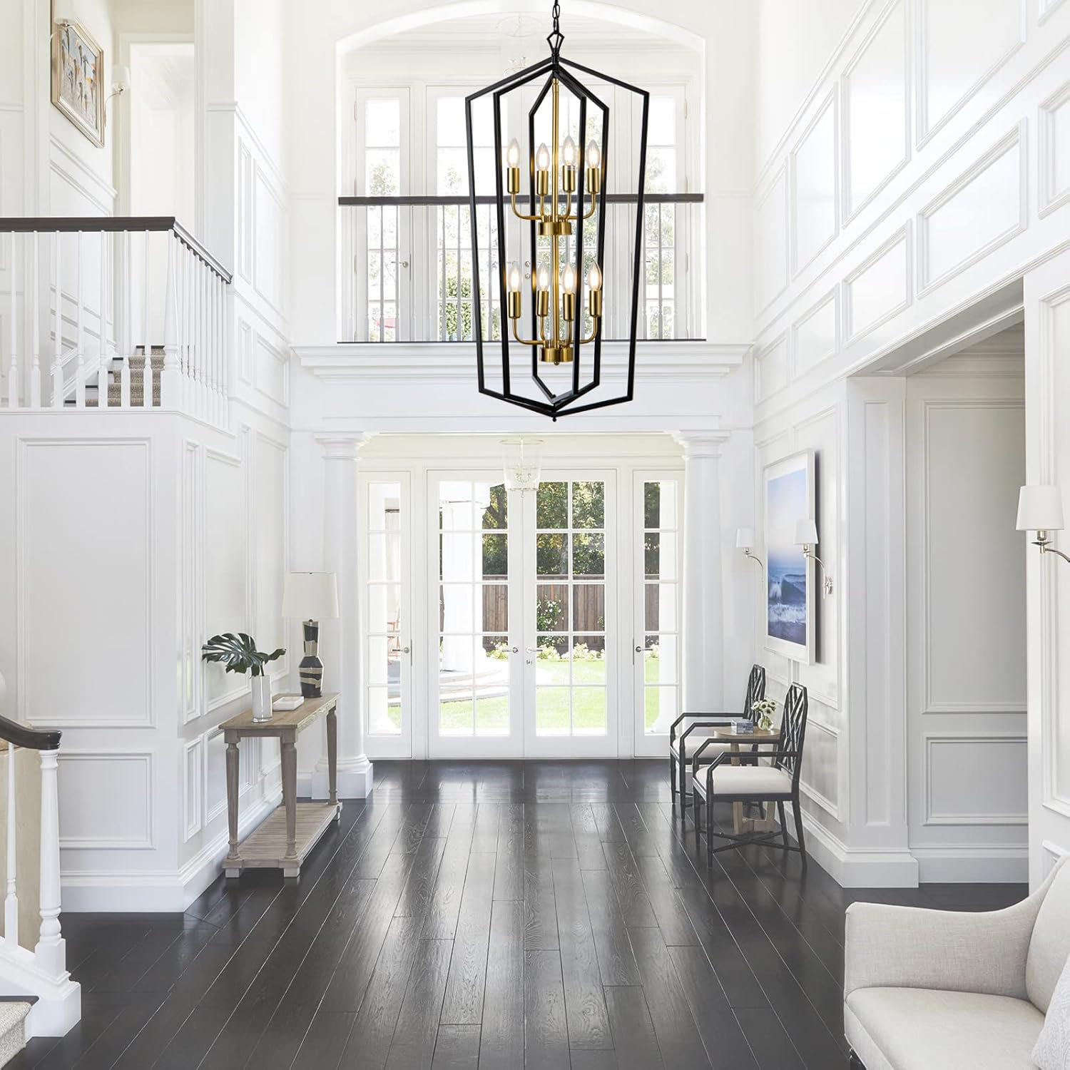 Mercer41 8-Light Farmhouse Chandelier Pendant Light with Lantern Design ...