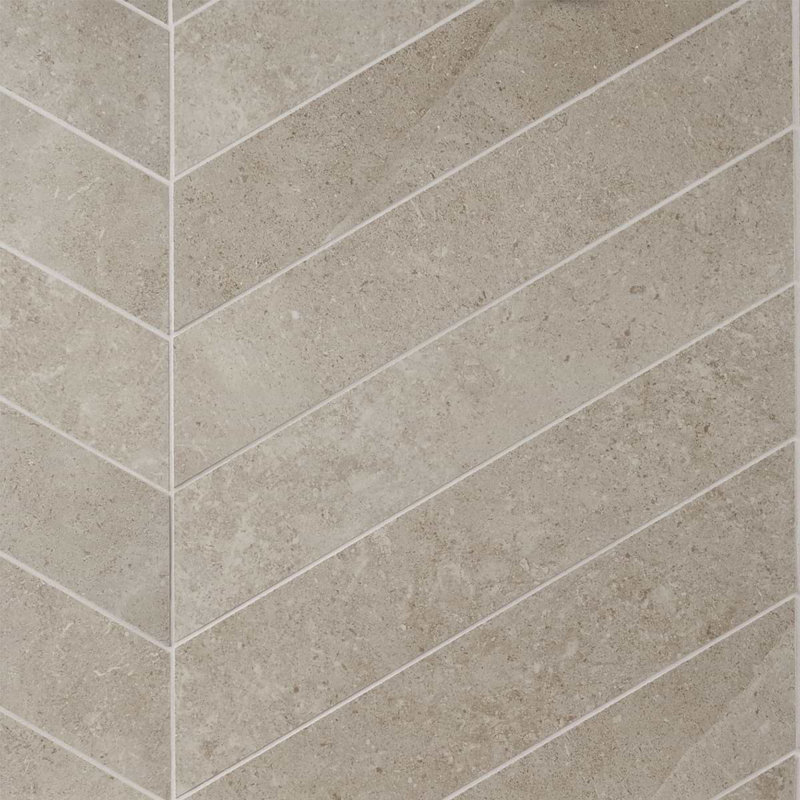 New Rock 4x21 Chevron Matte Porcelain Tile, Tortora Beige