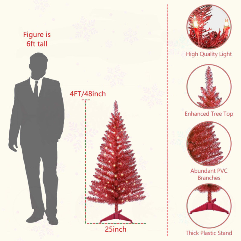 Arbre de Noël avec 50 lumières UL, 122 pointes en PVC - Arbre de Noël artificiel pré-éclairé pour la décoration d'intérieur