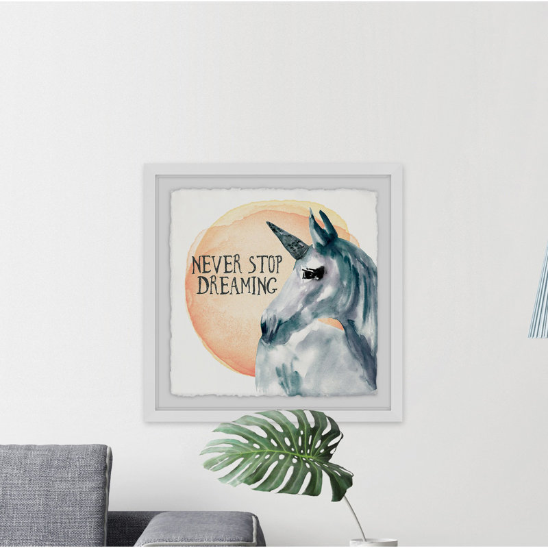 «Never Stop Dreaming», reproduction encadrée, H 32 po x l 32 po x P 1,5 po, Cadre blanc